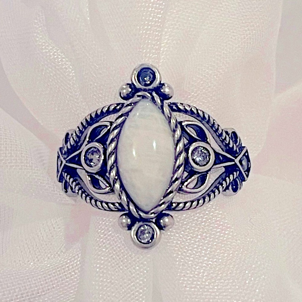 White Quartz Rhodium Plated 925 Sterling Silver Women'